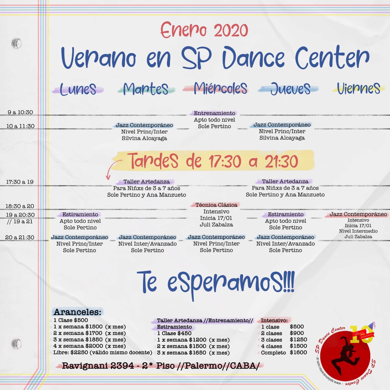 Clases de verano horario Enero