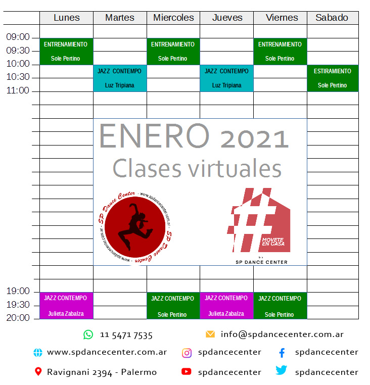 horarios de clases de danza virtuales