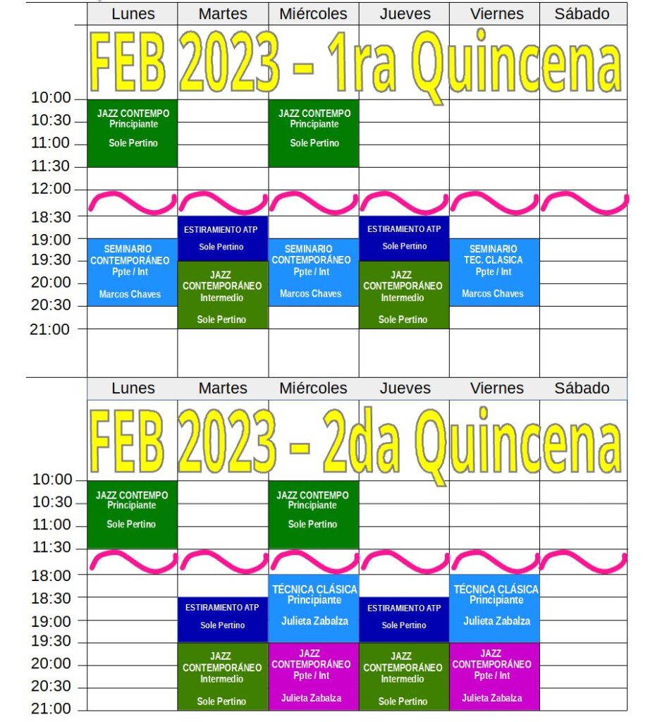 Clases de danza Febrero 2023